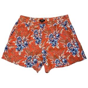 LOFT Shorts with Pockets & Side Zip Orange Blue Pattern Size 2